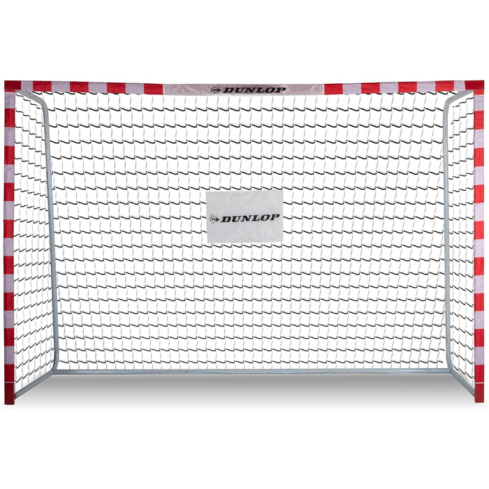 Ворота футбольні Dunlop 240x160x85/120x300x200 см, метал, для тренувань, всі вікові групи, проста збірка (біло-червоні)