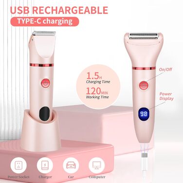 Електричний жіночий триммер Cozary 3-в-1: для бікіні, тіла, носа. Водонепроникний, з LCD-дисплеєм