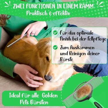 Зубчаста щітка для собак та котів з захисними нопочками - видаляє підшерсток, ковтуни та вузли. Ідеальна для довгошерстих порід, наприклад, кокапу, пуделів. Щітка для щоденного догляду за шерстю, розмір M-L. Професійний гребінець для шерсті.