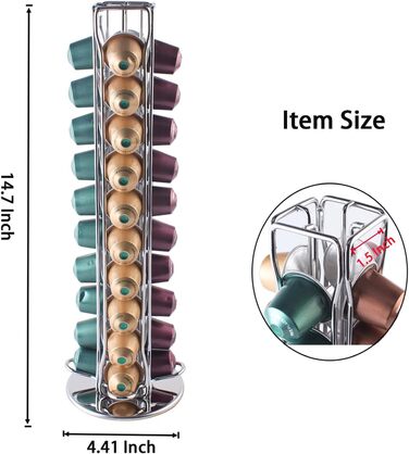 Тримач для капсул Nespresso Sevenline, органайзер на 40 капсул, срібляний