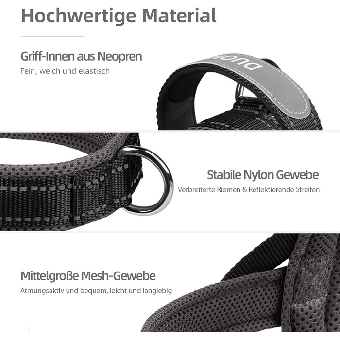 Нашийник для собак середніх та маленьких порід з повідком, кольоровий, з м'якою підкладкою, з ручкою та кільцем, світловідбиваючий, легкий, чорно-сірий, розмір M