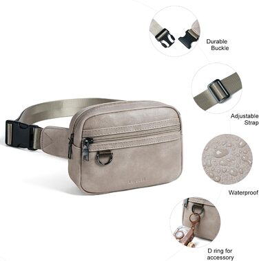 Сумка на пояс для жінок та чоловіків, 2 л, веганська шкіра, коричнева, 8 дюймів, модна, для подорожей, хайкінгу, бігу.