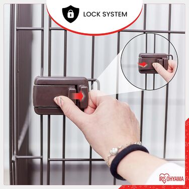 Клітка-вольєр для собак, котів та кроликів Iris Ohyama, 1.7 м², 8 панелей, WPC-24, чорний, з колесами