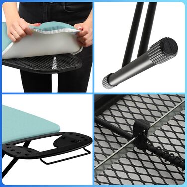 KADAX Ironing Board, 120x38 cm Folding Ironing Table, Height-Adjustable Steam Ironing Table, Steam Ironing Board with Non-Slip Feet, Table with 8mm Foam Padding (Mint)