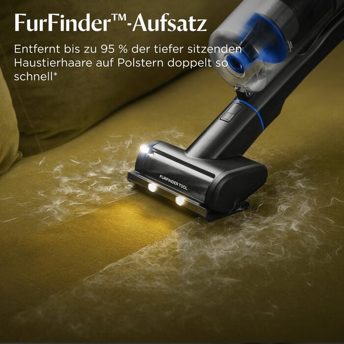 Бездротовий пилосос Bissell PowerClean FurGuard з акумулятором, 280W, самоочисна щітка, світло FurFinder, HEPA-фільтр, акумулятор 2500 mAh, час роботи 50 хв, щітка FurGuard 4091N для видалення шерсті тварин