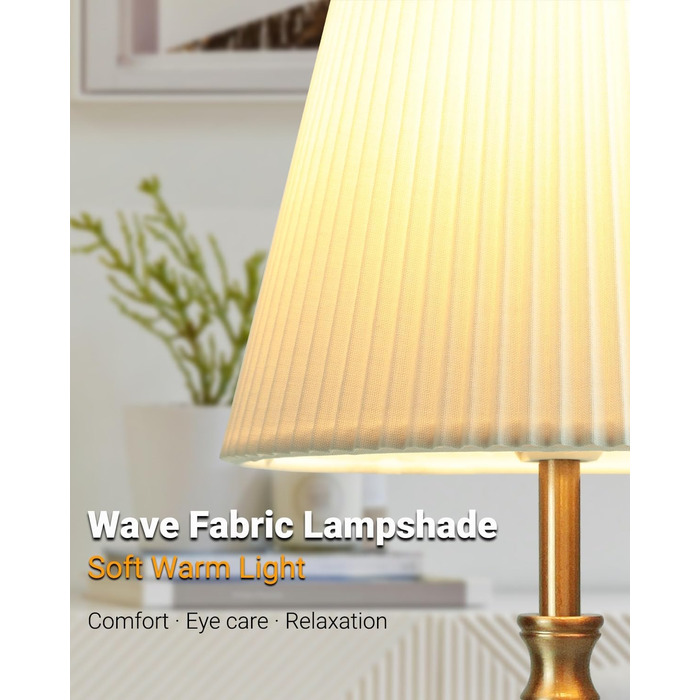 Торшер на тумбочку з сенсорним керуванням, регульована яскравість, 31.5 см, ретро стиль, латунь. Ідеально для вітальні, спальні, як подарунок на Новий Рік.