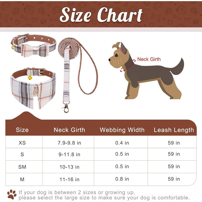 Набір аксесуарів для собак EXPAWLORER: комір, повід, бандана з дзвіночком. Класичний плед, регульований розмір, для цуценят та котів (Medium, жовтий)