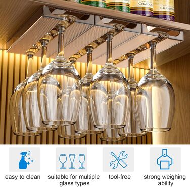 Тримачі для келихів вина SAMSYOKI (4 шт.) - настінне кріплення без свердління, для кухні, бару, ресторану (колір: коричневий)