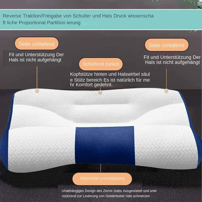 Ergonomic Neck Pillow, Neck Support Pillow | Ergonomic Contour Bed Pillow, Adjustable Height, Contoured Neck Support for Neck Relief