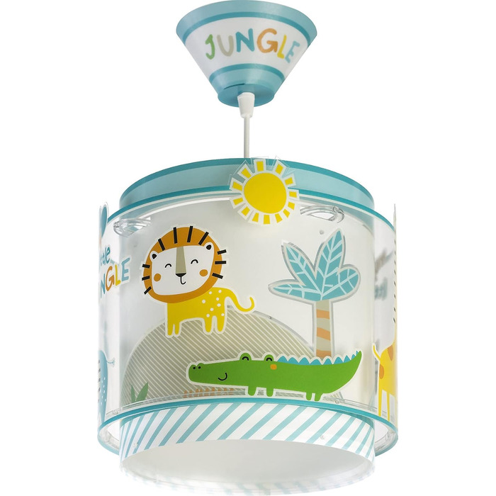 Dalber Children's Lamp Pendant Light Hanging Lamp My Little Jungle Jungle Animals Lions Elephants Giraffes Crocodile, Colorful