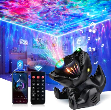 LED Starry Sky Projector, Northern Lights Lamp with 18 Lighting Modes, Night Light Sleep Aids, 15 Sound Machine, Northern Lights Lamp with Remote Control, Timer, Starry Sky Projector for Kids, Adults, Party & Decoration (Black)