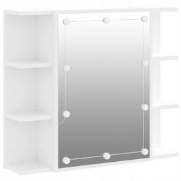 Шафа у ванну кімнату з дзеркалом та LED-підсвіткою, біла, 70x16,5x60 см