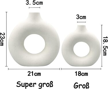 Набір ваз для декору з кераміки - 2 шт. (білі) для сухоцвітів, Pampas Grass, подарунок, інтер'єр