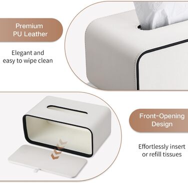 Скріпка для серветок GORESE, шкіряна, квадратна, біла (25.5 x 15 x 10.3 см)