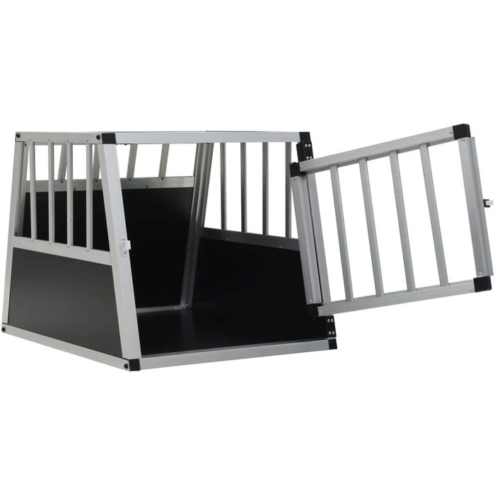 Транспортна переноска для собак у машину, клітка-переноска для собак, переноска для собак у машину з однією дверцятами з алюмінію та MDF, 54 x 69 x 50 см (Ш x Г x В), срібна