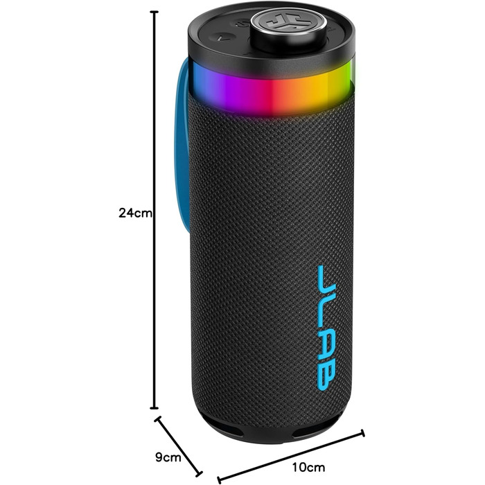 JLab Go Party: Портативна Bluetooth колонка з RGB підсвіткою, 10W, IP56 (Чорна)