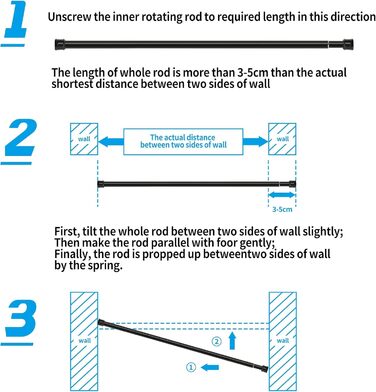 Штанга для штор у ванну/спальню, телескопічна, без свердління, 85-270 см, діаметр 32 мм, срібна