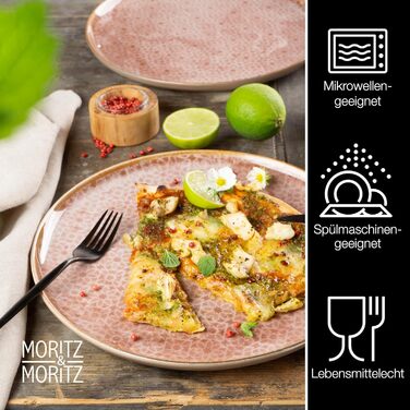 Moritz & Moritz TERRA 36-Piece Dinnerware Set for 12 People - Plate Set in delicate Terracotta made from high-quality porcelain - Dinnerware set for 12 people, consisting of 12 dinner plates, dessert plates, and bowls each. Terracotta 36-piece dinnerware set.