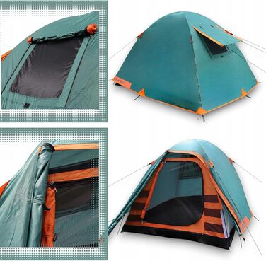 Намет туристичний Sportvida Campingzelt 2-3 особи, двошаровий, зелений, з тамбуром, захист від комарів, водонепроникний