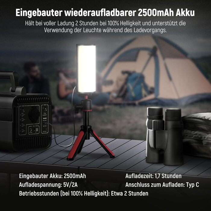 NEEWER LED відеоліхтар з магнітним кріпленням та штативом, RGB, 2500-8500K, 2500mAh, TL96RGB