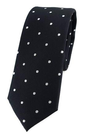Краватка TigerTie шовкова вузька з візерунком в крапку (Чорно-біло-срібна)