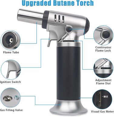Кулінарний газовий пальник-фламбе Bunsen для кухні та кемпінгу з замком безпеки, для десертів та випічки