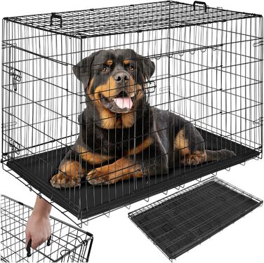 Транспортний вольєр для собак Tectake®: стабільний, розкладний, для колір автомобіля, кемпінгу та дому (108x71x76 см)