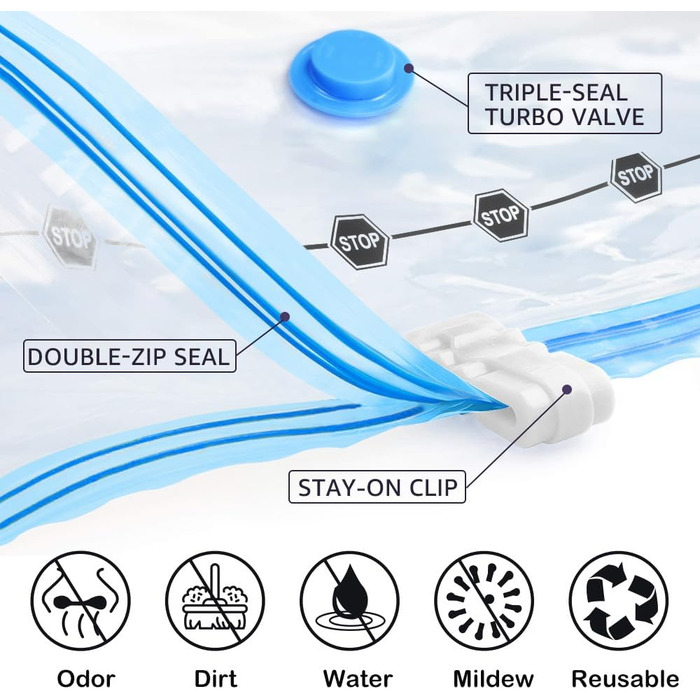 BoxLegend Vacuum Bags, 15-Piece Storage Bags, Travel Bags, Thicker Vacuum Clothes Bags 1XXL+2XL+5L+5M+2S Reusable for Clothing, Comforters, Bedding, Pillows, Wool Blankets, Curtains