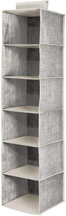 mDesign висувний тканинний шафа з поліестеру – 6 полиць – підвісний шафа для спальні – ідеально підходить як вішалка для одягу, ременів, клатчів – сірий та чорний (Чорний / Кремовий)