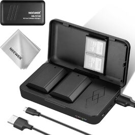 NEEWER 2 x NP-FZ100 акумулятор 2280mAh + USB зарядний пристрій для Sony ZV-E10II, A9III, A7CII, ZV-E1, A7III, A7IV, FX3, FX30, A6700, A1, A7C, A7CR, A7RIV, A7RV, A7SIII, A9II