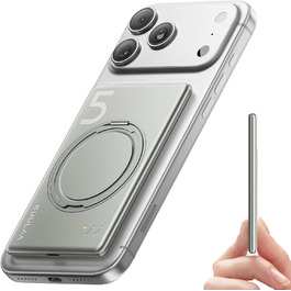 Powerbank Kuulaa MagSafe 5000mAh, Швидка зарядка, USB-C, для iPhone 17/16/15/14/13/12/Pro/Pro Max, срібло