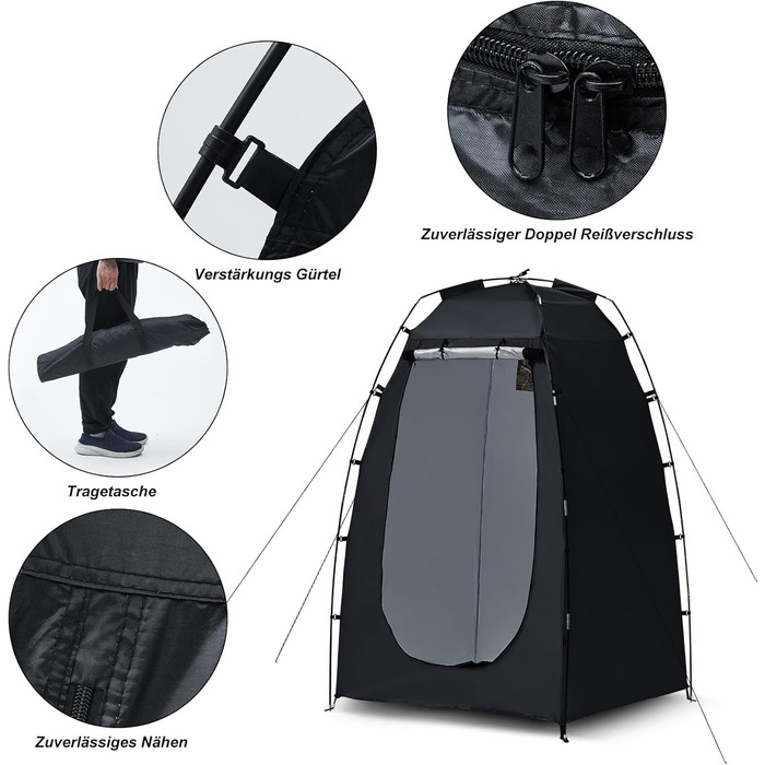 CLIPOP Pop-Up Tent - Waterproof, Lightweight, 1-Layer Spring Camping Tent - Easy Setup for Beach, Hiking, Festival, Outdoor - Black