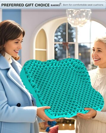 Гелеве сидіння для офісного крісла: ергономічна подушка з подвійною структурою та стільниковою поверхнею (зелена, 43x37x7 см). Для тривалого сидіння, автомобіля, каяка, інвалідного візка. Подушка для куприка та ішіасу.