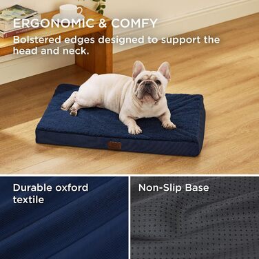 Ортопедичне ліжко для собак BEDSURE - ліжко-кімнат для маленьких собак, 76x51x8 см, Navy Blue (темно-синій)