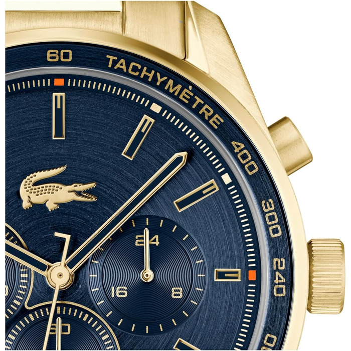 Годинник чоловічий Lacoste Boston Chronograph кварцовий з шкіряним або металевим браслетом (Золото-Синій, Метал)