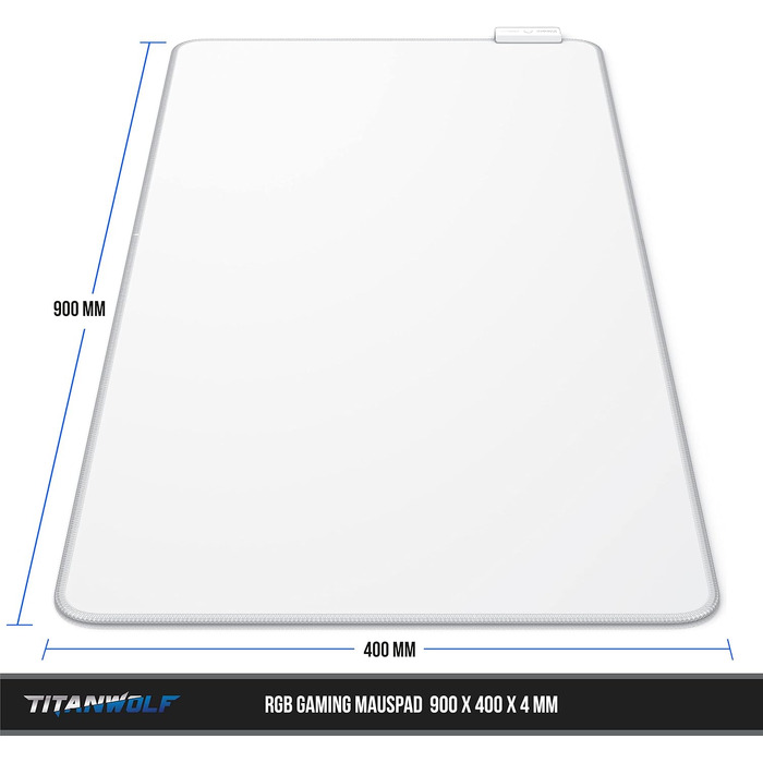 Ігровий килимок для миші TITANWOLF RGB XXL (800x300 мм) з LED-підсвіткою, 11 режимів освітлення, вологостійкий, білий
