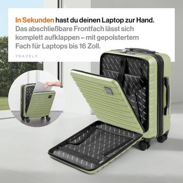 Чемодан Travely з полікарбонату, 77 см, XL, 100 л - міцний валіза з TSA замком та відділенням для ноутбука (55x40x23 см), колір: Небесно-зелений