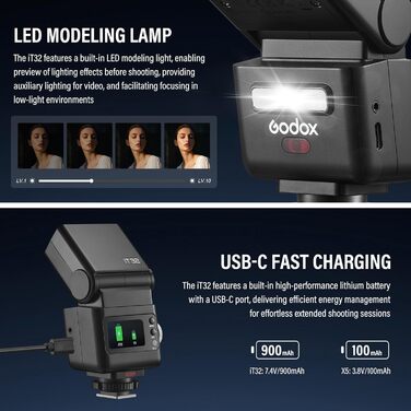 Godox IT32: Світловий прилад для камери Canon з TTL, X5C, GN18, 510 спахів, сенсорний екран та LED-підсвічуванням