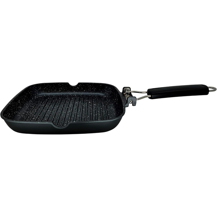 Гриль-сковорода Brieve Black Titanium індукційна, алюмінієва, з антипригарним покриттям, складана, 20x20 см