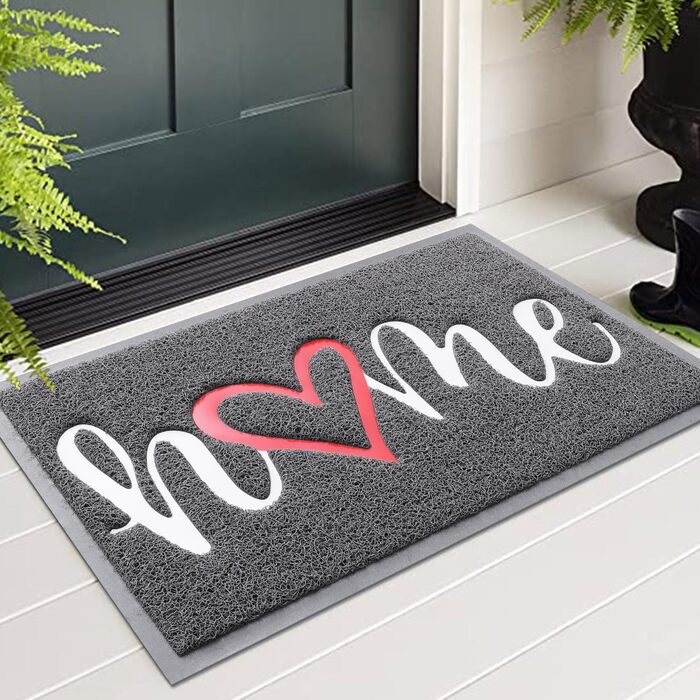 Килимок для входу Homaxy Hello, 60x90 см, сірий - антиковзкий, вологостійкий килимок для дому та саду