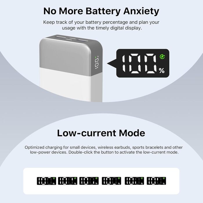Power Bank NOBIS 20000mAh 45W з USB-C та USB-A, Цифровий дисплей, Білий