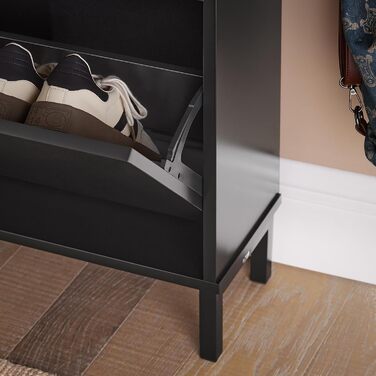 Тумба для взуття SoBuy FSR100-SCH, 4 секції, вузька, 8 полиць, чорна, 100x90x19 см