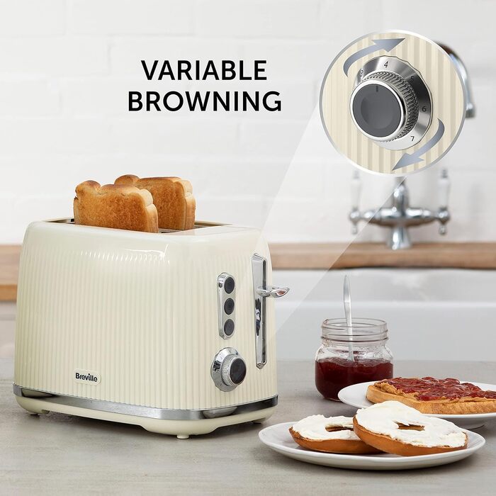 Тостер Breville Multiwave 2-шкіфковий Vanille Creme, кремово-сріблястий | VTR003