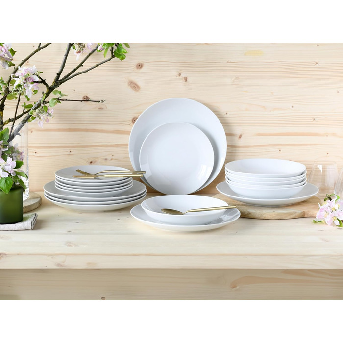 CreaTable Серія Luna Weiss: 12-частинний набір посуду з порцеляни для 6 осіб (набір тарілок)