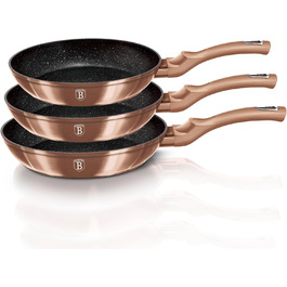 Набір сковорідок Berlinger Haus Metallic Line Edition (3 шт.), Rose Gold, нержавіюча сталь 18/8