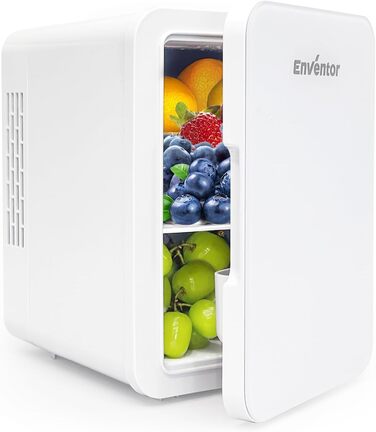 Mini холодильник Enventor 10L, 220V/12V: портативний холодильник/грілка для авто, подорожей, косметики, напоїв та їжі (білий)