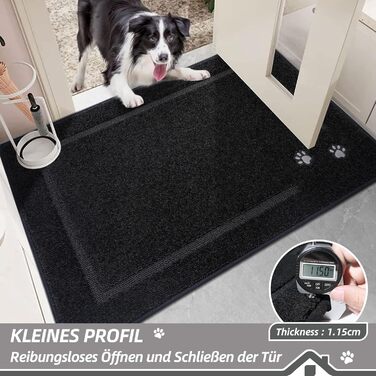 Килимок для дому BEQHAUSE 80 x 120 см, антиковзаючий, для входу, переднього та заднього дверей, коридору (50 x 80 см, чорний)