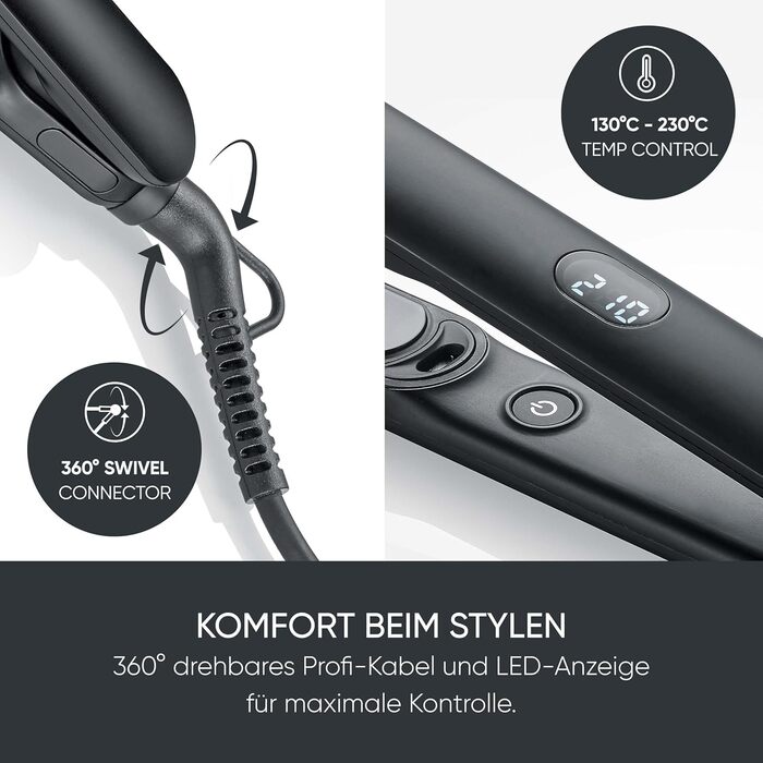 Severin випрямляч для волосся HG 0622 Mattschwarz: керамічне покриття, іонізація, 130-230°C