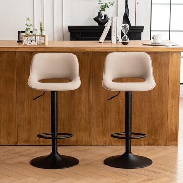 YOUNIKE Set of 2 Adjustable Bar Stools - Boho Patchwork Design, Swivel Kitchen Counter Stools with Hollow Backrest - Yellow-Green (Khaki)