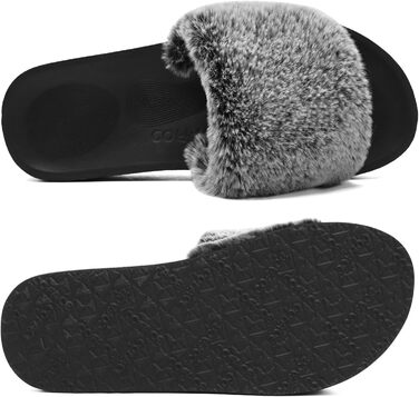 Пухнасті домашні тапочки COFACE для жінок, теплий халат, шльопанці, літні/зимові тапочки для душу, пухнасті шльопанці для жінок, рожевий колір (40 EU, Коала сірий)